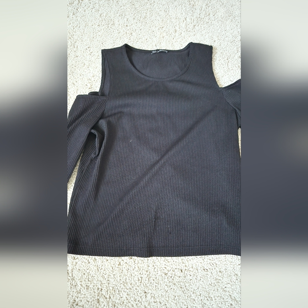 Zara Black Ribbed Knit Top